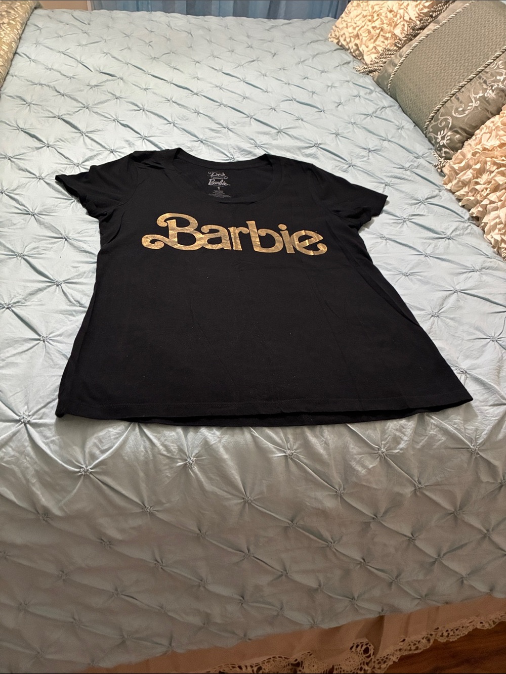 Barbie Black T-Shirt with Silver Inner Logo Print